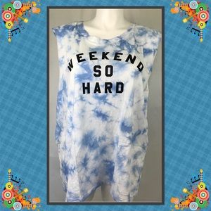 Graphic T shirt Weekend So Hard tie dye blues
